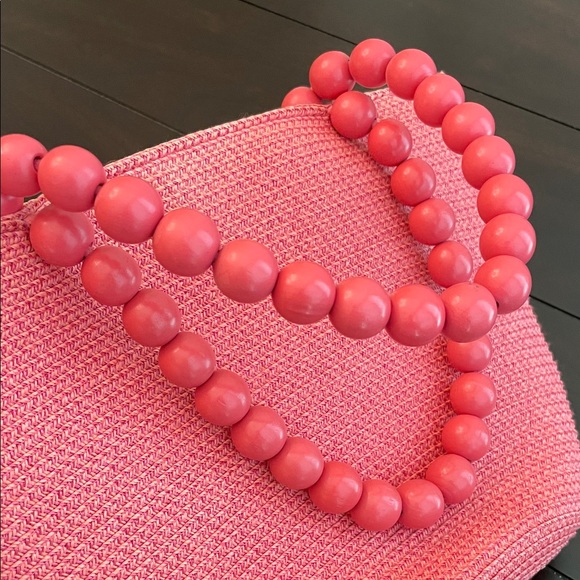 Talbots Raffia Tote Bag with Wood Bead Handles - Picture 11 of 11